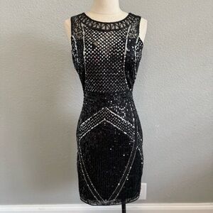 Black cocktail dress‎ NWT Size Small Sequins Beading